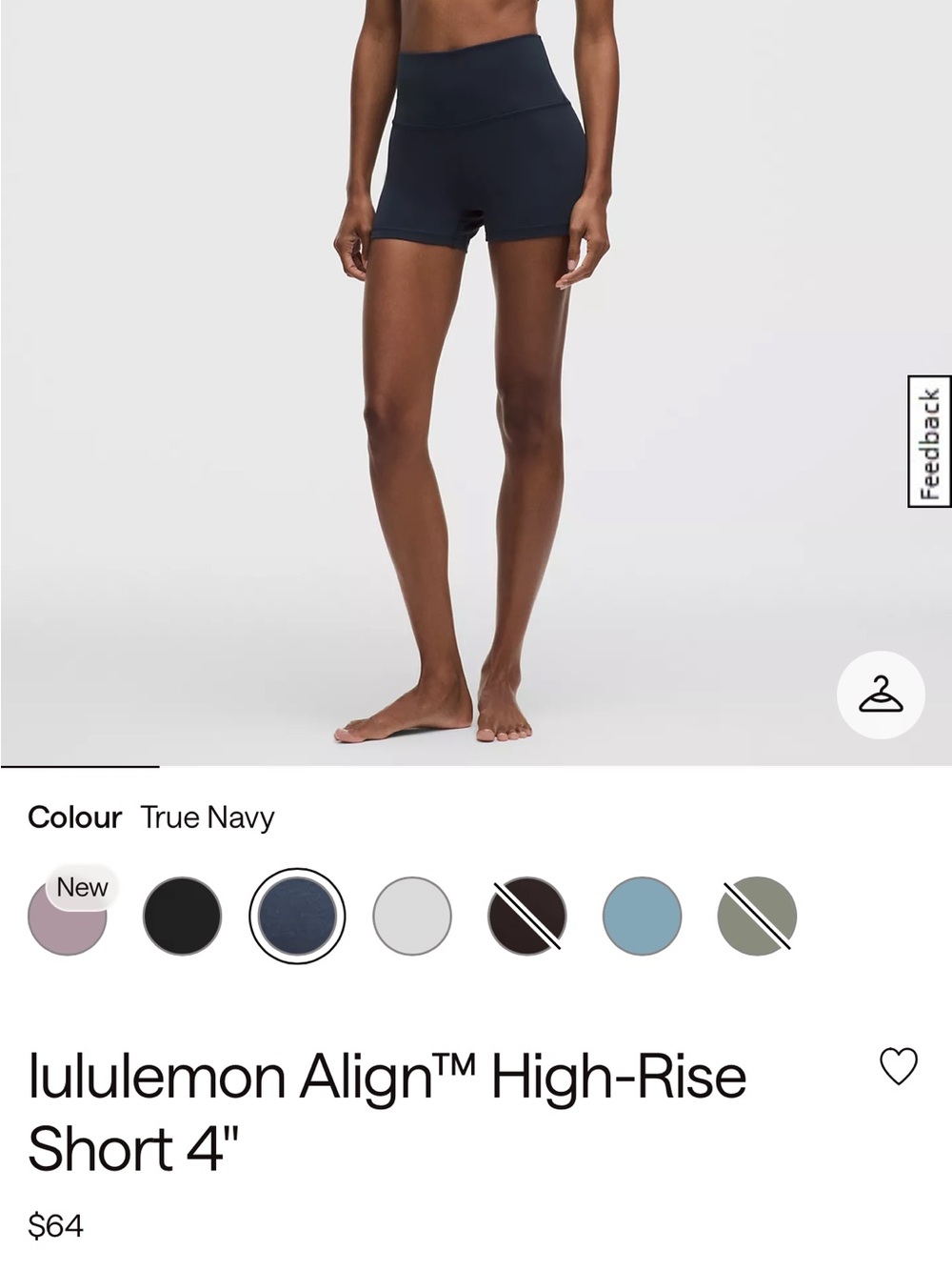 Lululemon Align High-Rise Short 4" - True Navy